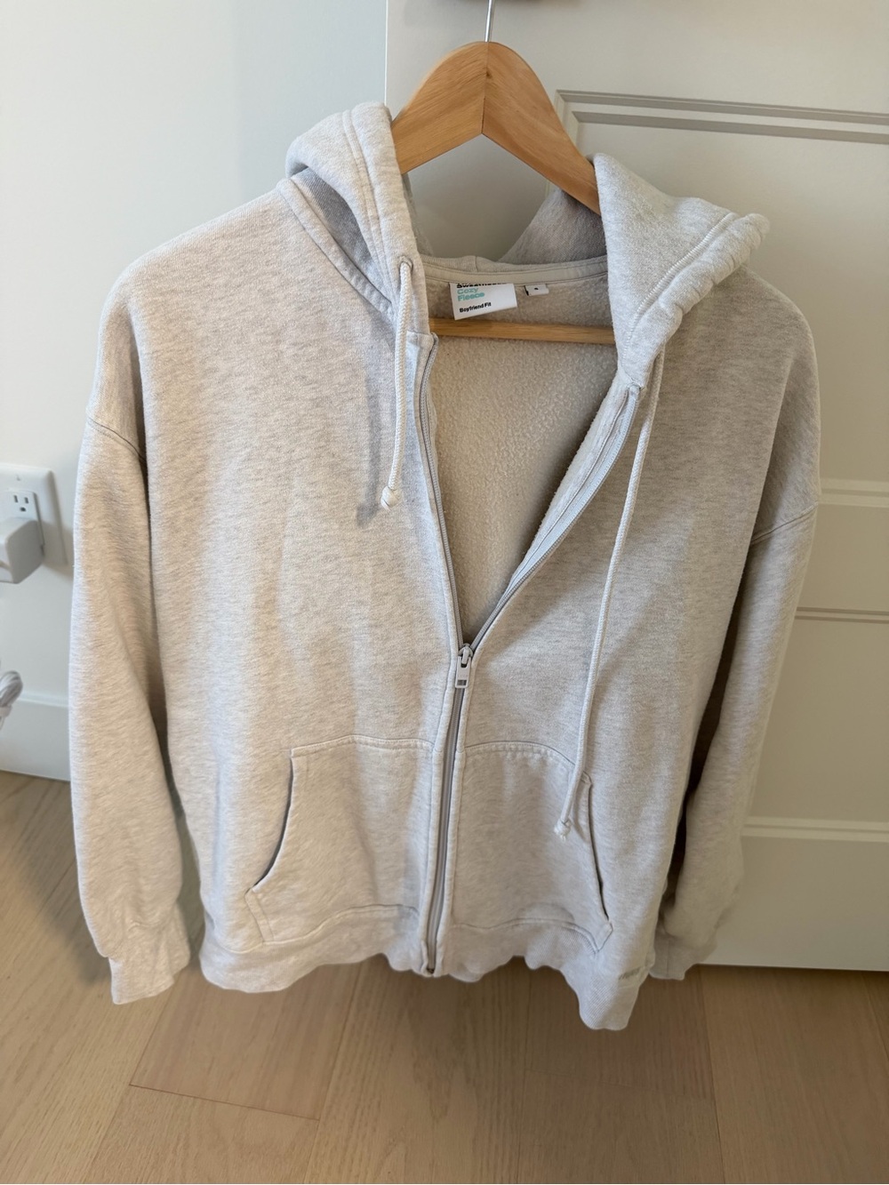 Aritzia Light Beige Zip-Up Hoodie